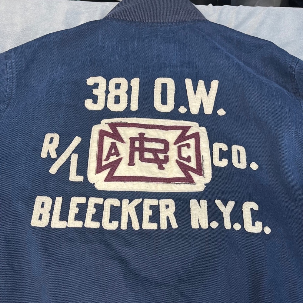 Polo Ralph Lauren Bleecker N.Y.C Letterman Jacket Mens M Navy Blue Varsity - Picture 11 of 15